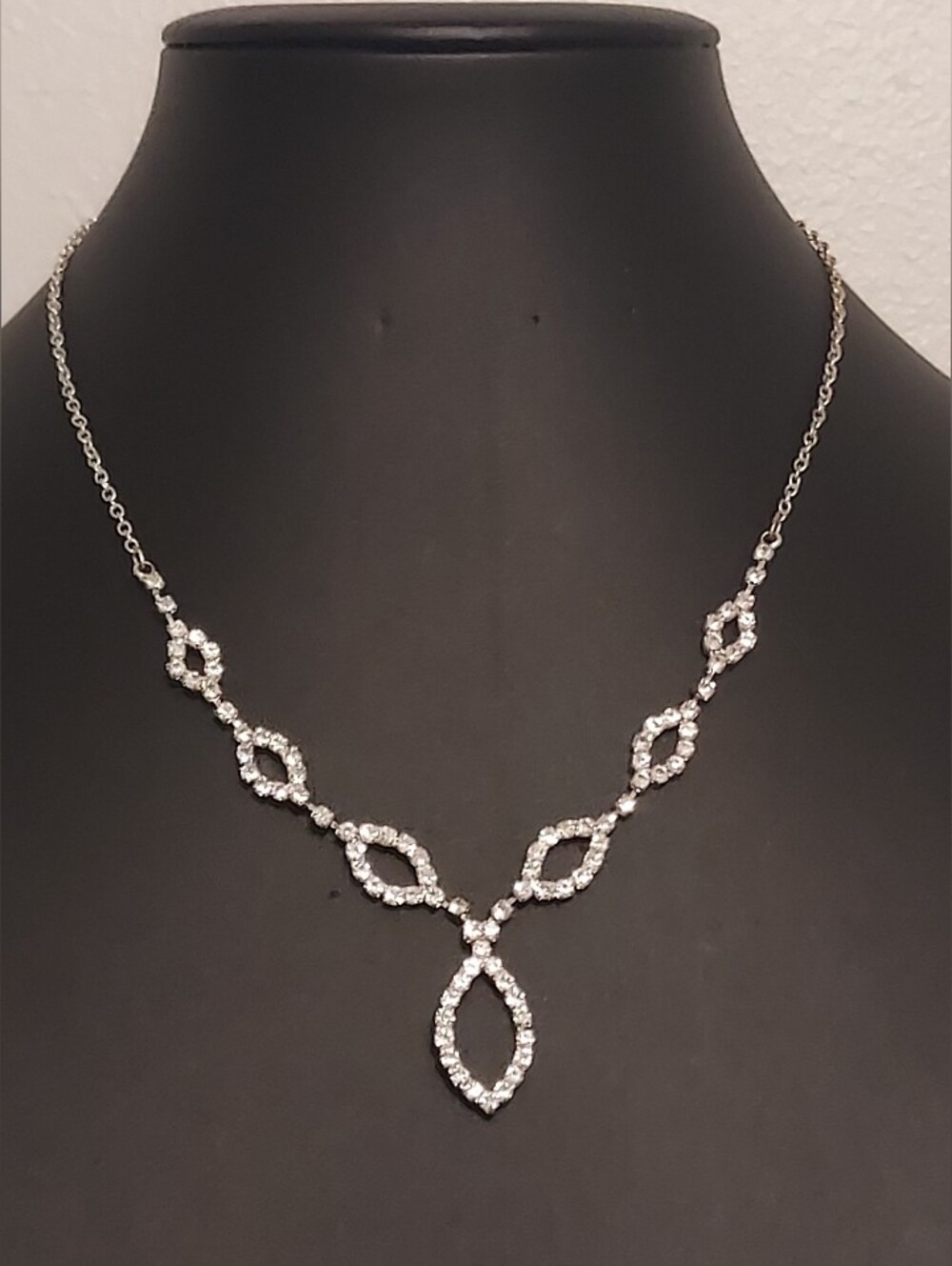 Silver-Tone Crystal Marquise Drop Necklace & 2 Pair Earring Sets